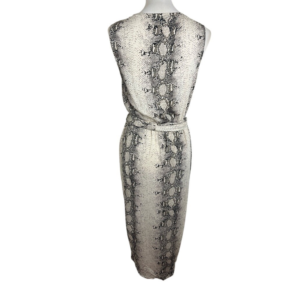 Paper Heart Snake Print Wrap Midi Dress Sleeveless Faux Wrap Large - Picture 3 of 12